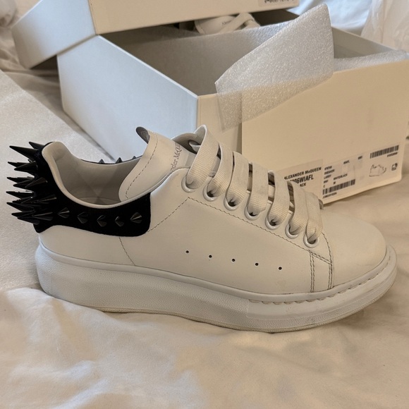 Alexander McQueen White Sneakers with Black Studded Heel - Picture 1 of 3